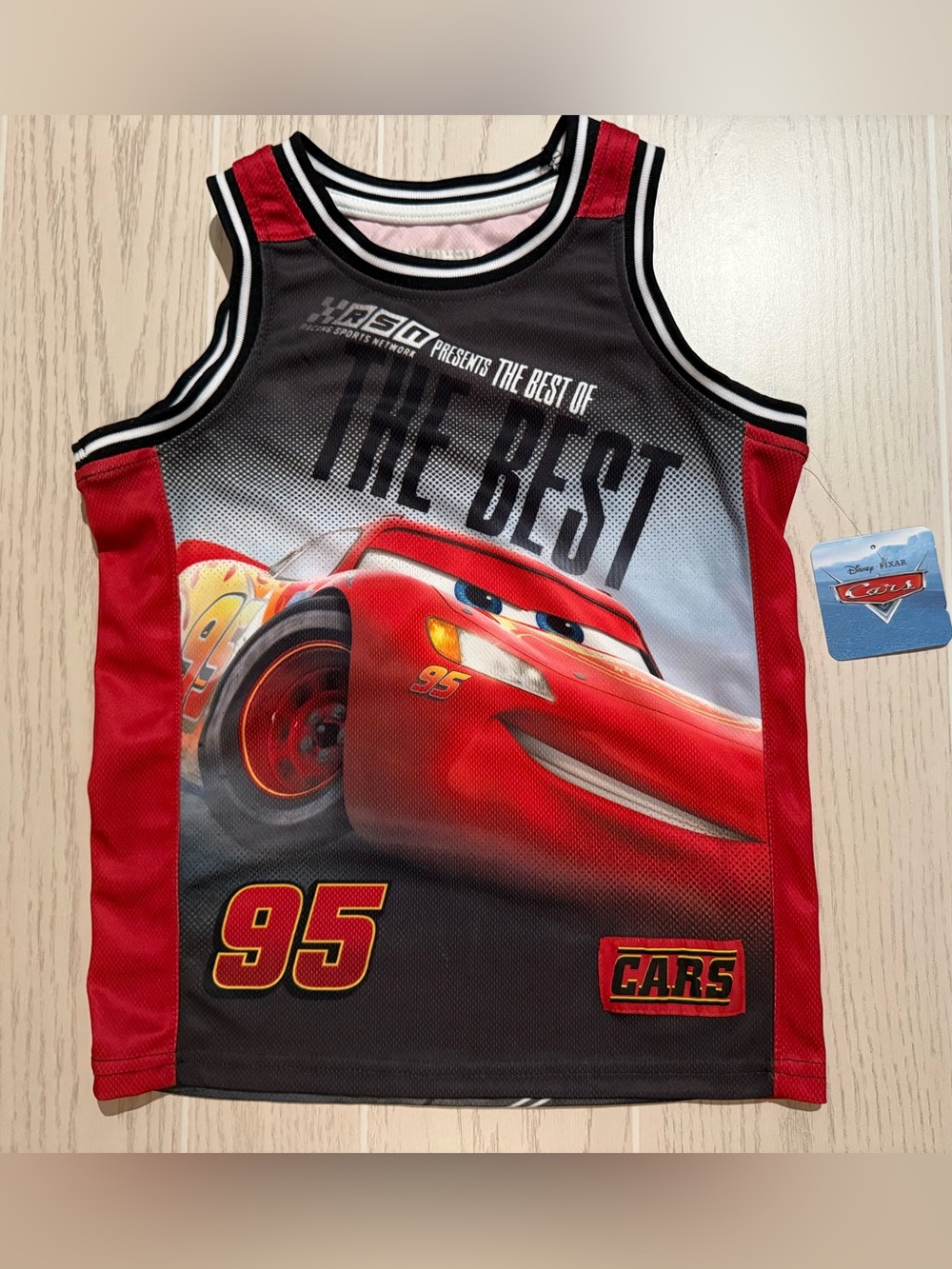 Disney Pixar Cars Boys 8 Lightning McQueen Jersey Shorts Set NWT - Picture 2 of 11